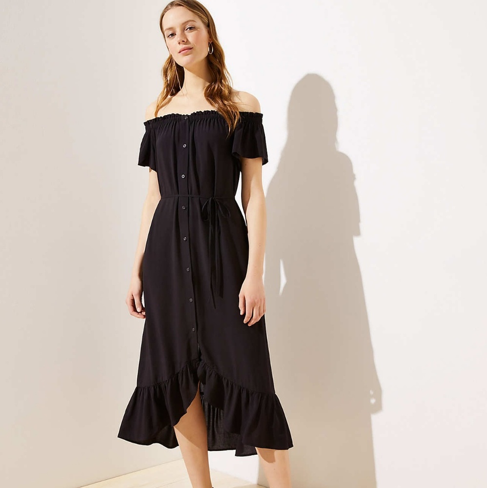 NWT Petite LOFT Button Down Midi Dress